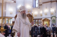 В канун праздника Сретения Господня митрополит  Артемий возглавил Всенощное бдение в Спасо-Преображенскогом кафедральном соборе